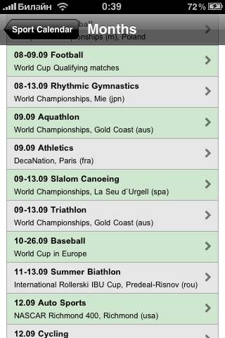 Sport Calendar 2009 Sport Calendar 2009
