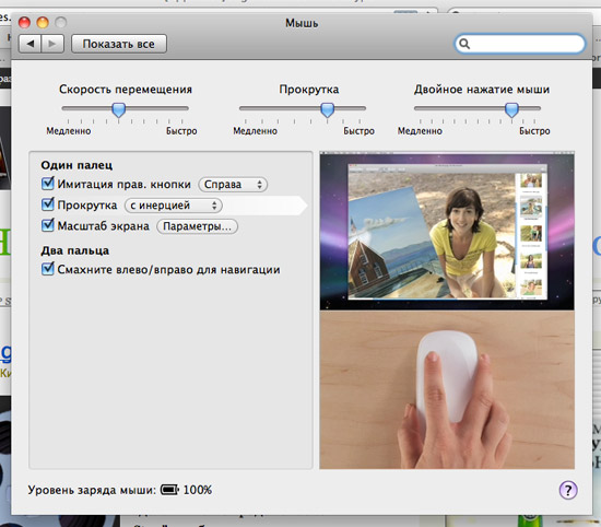 настройка Magic Mouse в Mac OS X 10.6.2