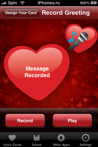 Voice Valentines – приложение для iPhone и iPod Touch
