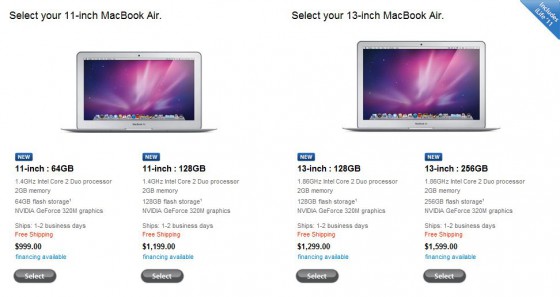 New MacBook Air (2010) - Pricing