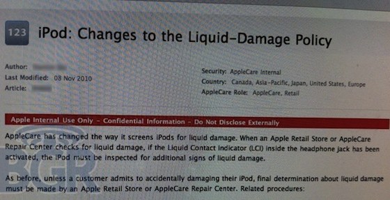 Apple New Liquid Damage Policy