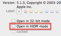 Режим HiDPI в бета-версии OS X 10.7.3