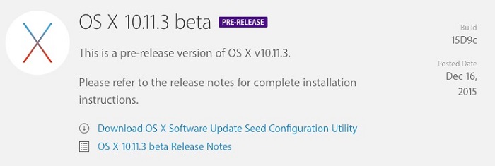 OS X 10.11.3 Beta 1