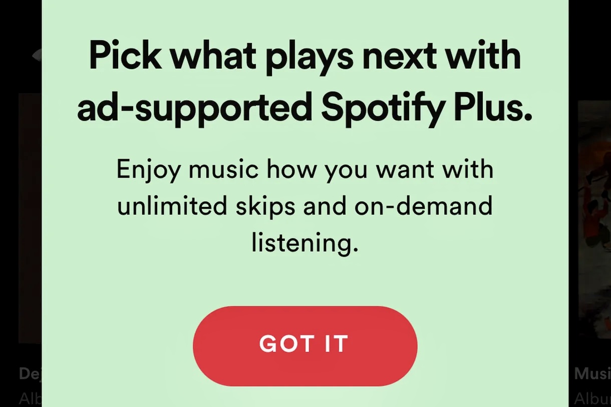 Spotify тестирует подписку Spotify Plus. Она в 10 раз дешевле обычной и позволяет листать треки без ограничений