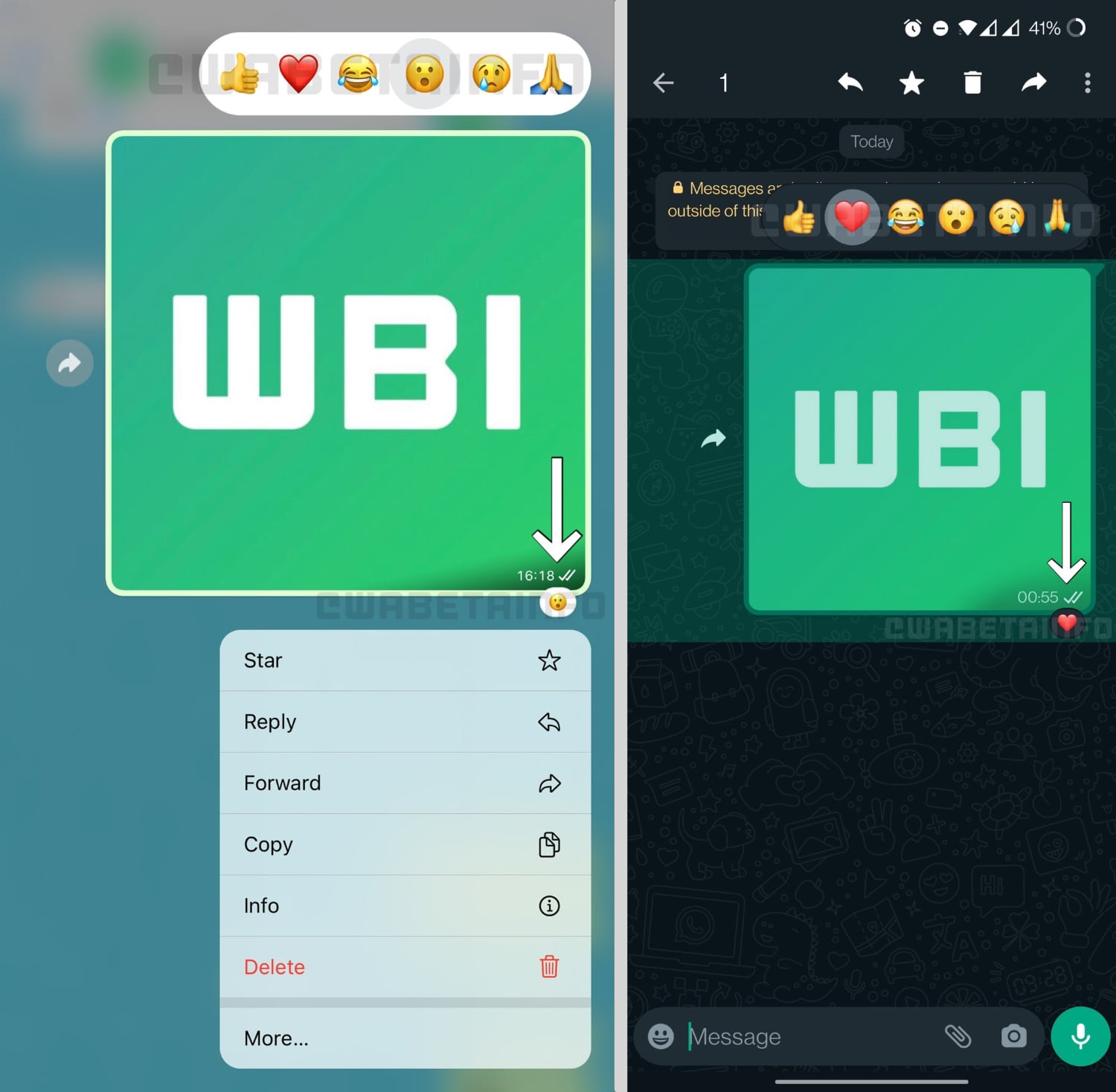 В WhatsApp появятся реакции на сообщения, как в Telegram и iMessage