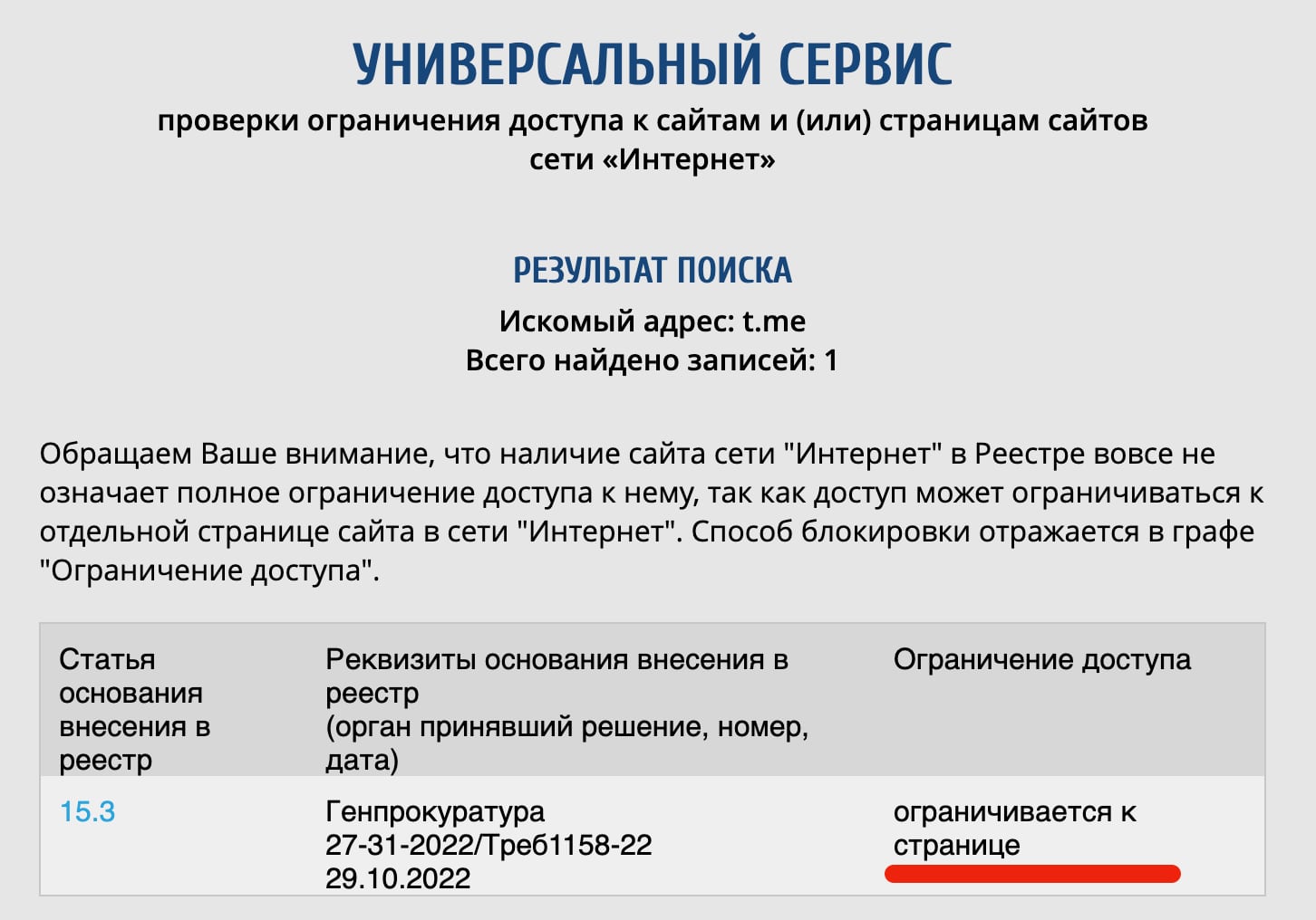 Роскомнадзор заблокировал домен t.me. Через него работают все ссылки в Telegram