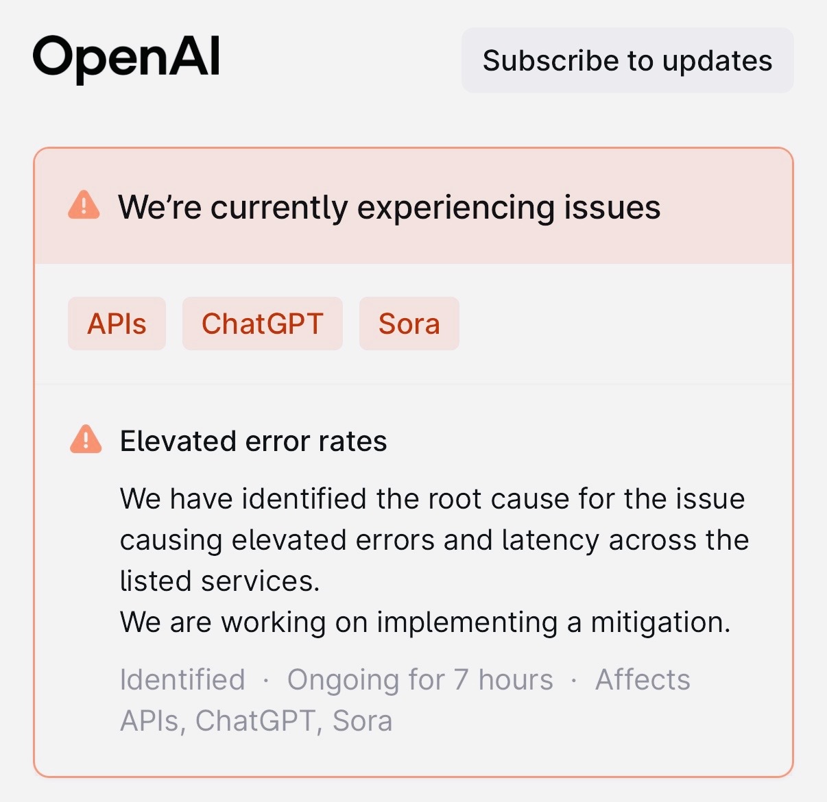 В OpenAI сбой по всему миру. Не работают ChatGPT и Sora