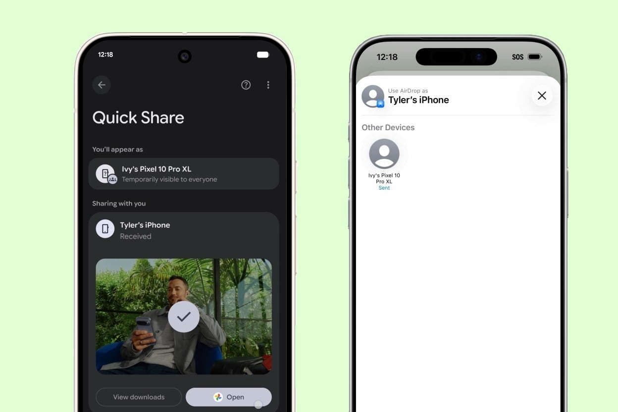 Смартфоны Google Pixel 10 теперь могут передавать файлы по AirDrop на iPhone