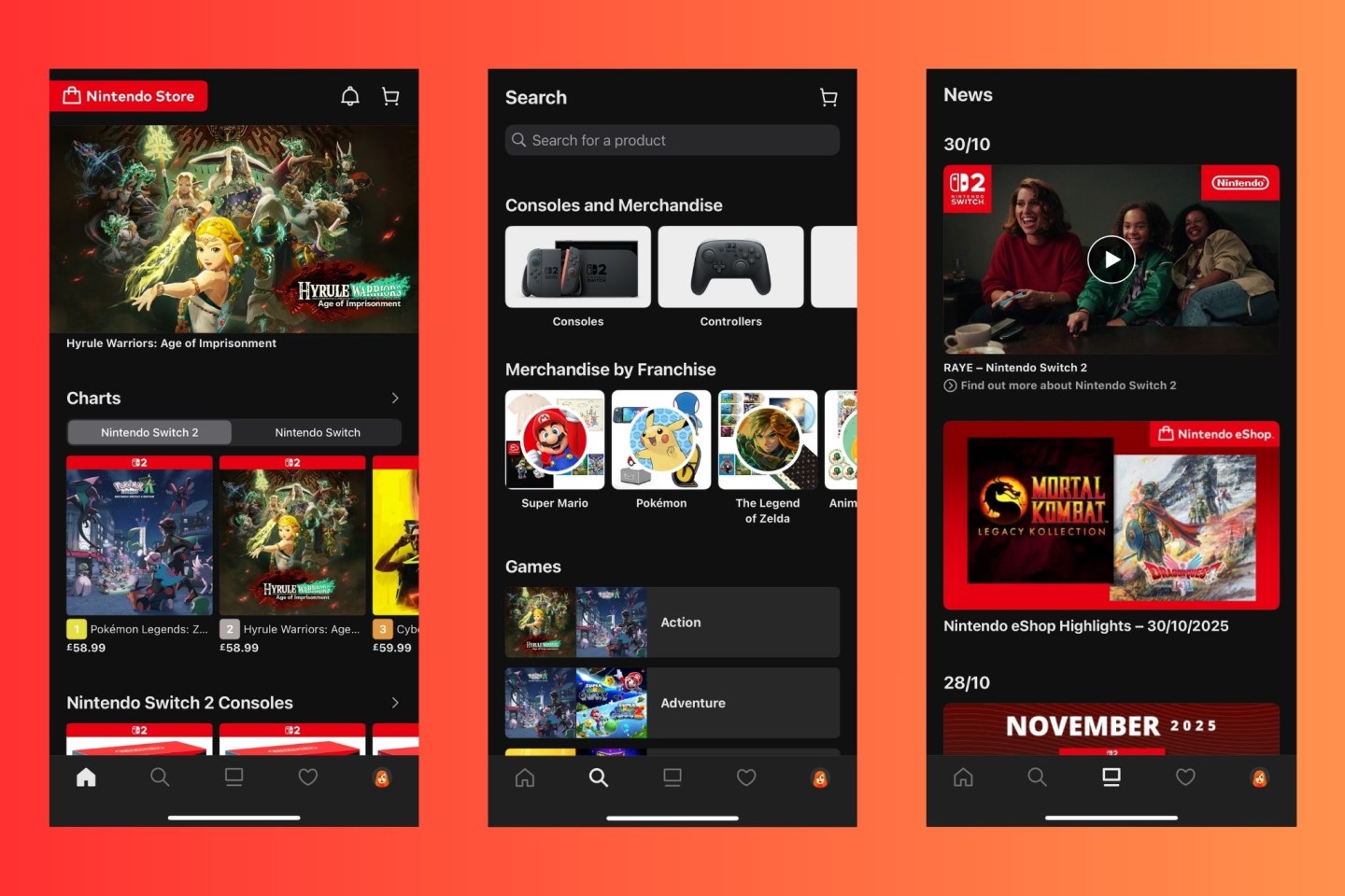 Приложение Nintendo Store вышло на iOS и Android. В нём можно покупать игры на Switch