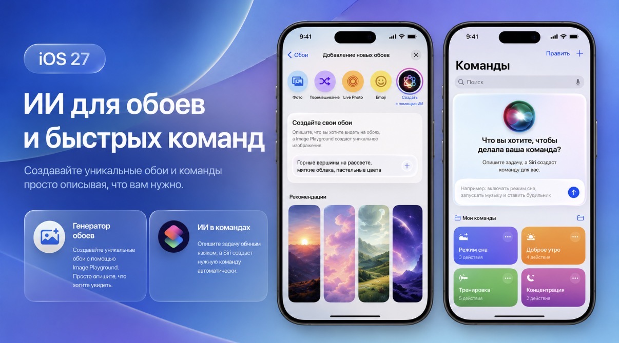 В iOS 27 появится генератор обоев и быстрых команд с помощью ИИ