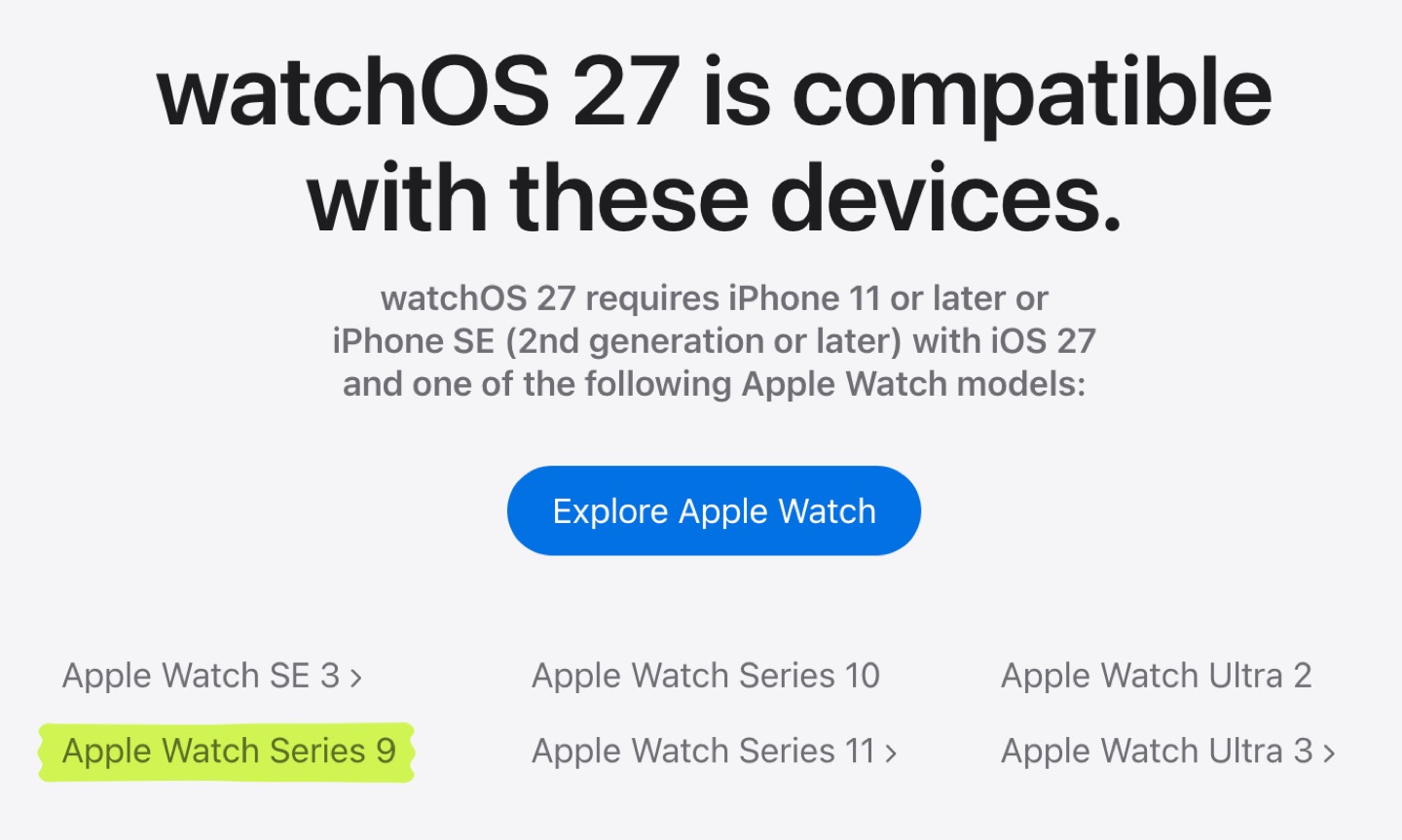 Apple ошиблась. Apple Watch Series 9 поддерживают watchOS 27
