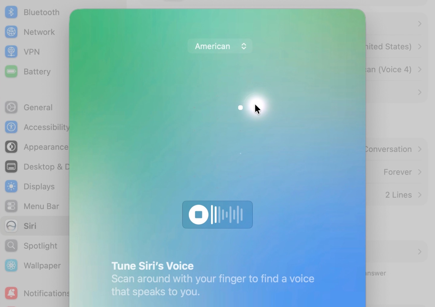 В macOS 27 Golden Gate появится 13 голосов для Siri AI и красивое меню для их выбора